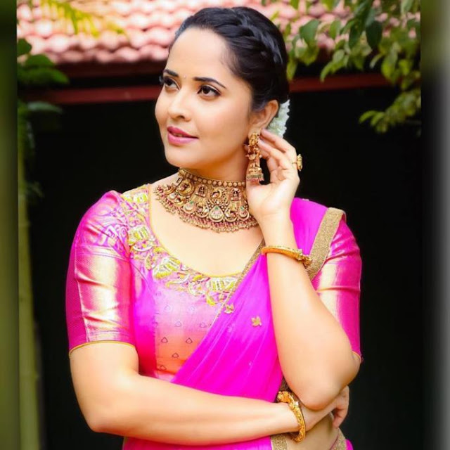 Telugu TV Girl Anasuya Bharadwaj Photos In Traditional Pink Lehenga Choli 5
